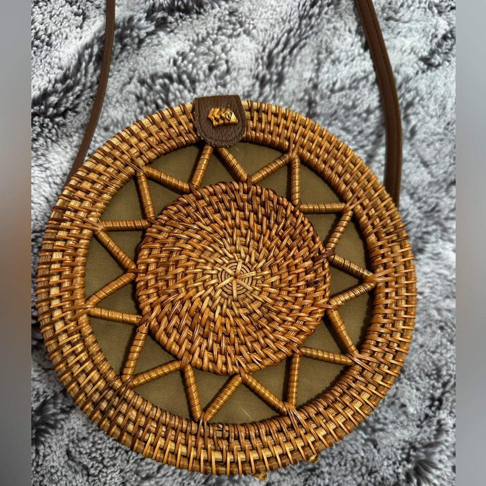 Brown Woven Round Bag